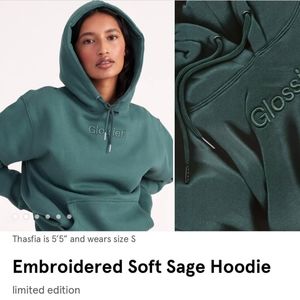 Glossier Sage Green hoodie Size Medium